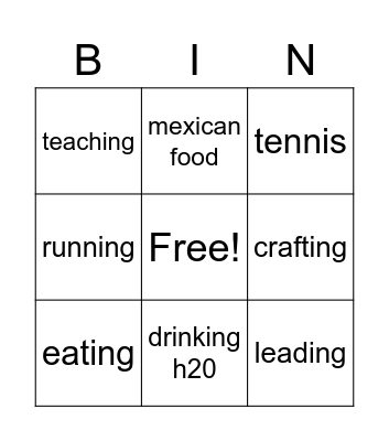 TERESA Bingo Card