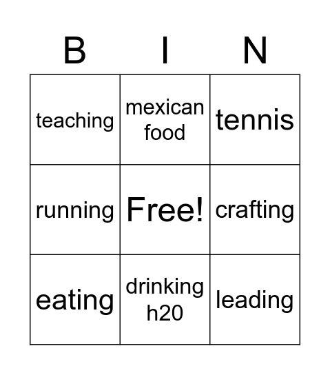 TERESA Bingo Card