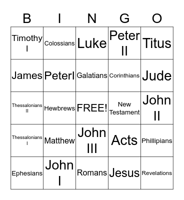 Bible Bingo Card