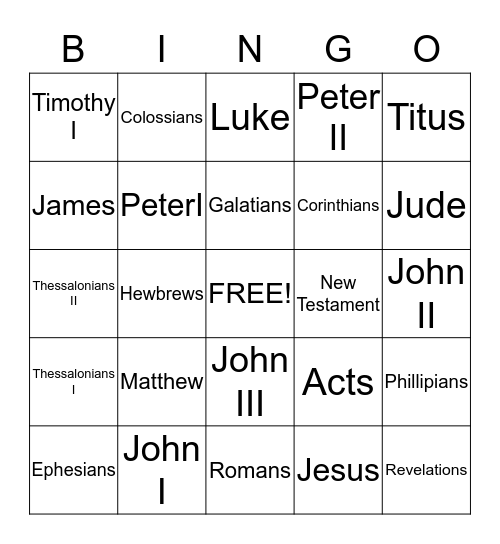 Bible Bingo Card