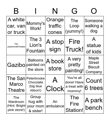 San Marco Art Festival Bingo Card