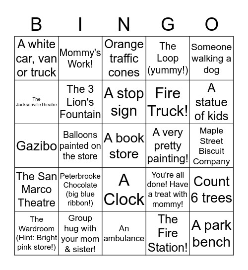 San Marco Art Festival Bingo Card