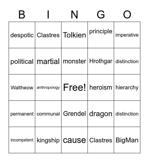 Oren Falk A Dark Age Peter Principle Bingo Card