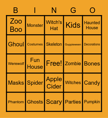 IA Halloween Bingo 2020 Bingo Card