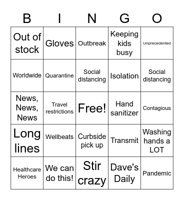 COVID Bingo Card