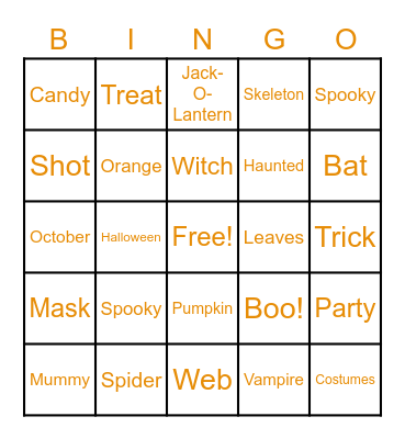 Fall Bingo Card