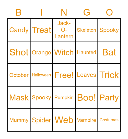 Fall Bingo Card