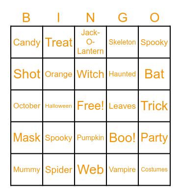 Fall Bingo Card