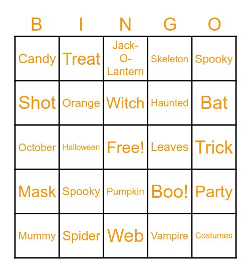 Fall Bingo Card