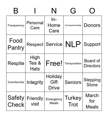 Seniors First Bingo! Bingo Card