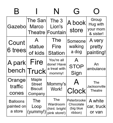 San Marco Art Festival Bingo Card