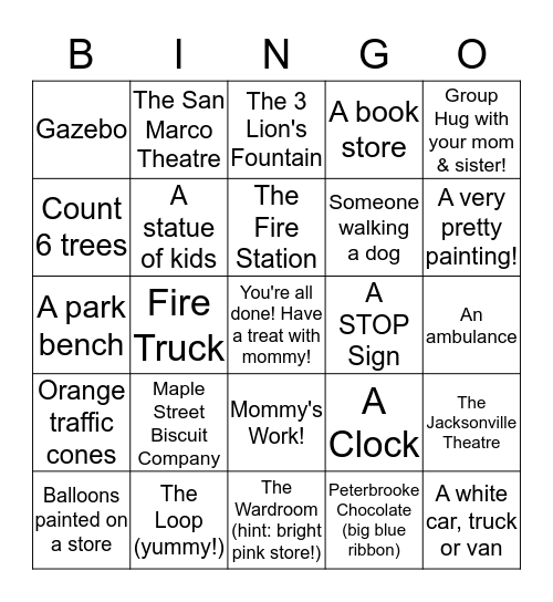 San Marco Art Festival Bingo Card