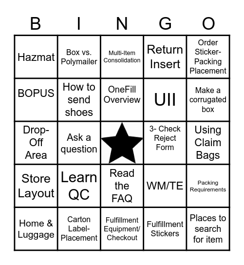 FULFILLMENT BLACKOUUT Bingo Card
