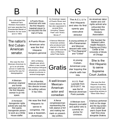 El mes de la herencia hispana Bingo Card