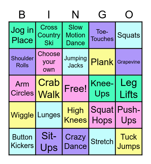 Workout Bingo Card