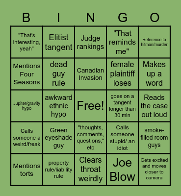 Section G Contracts Bingo Card