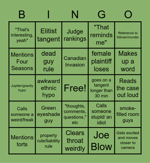 Section G Contracts Bingo Card