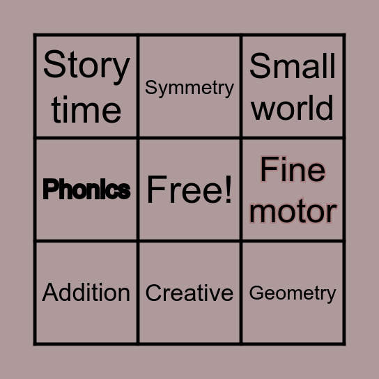 #natureplaylearncreate Bingo Card