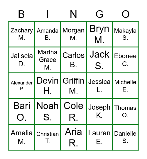 ACE GREEN Bingo Card