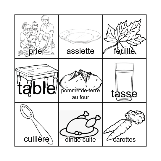 BINGO DE THANKSGIVING Bingo Card