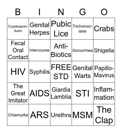 STD  Bingo Card