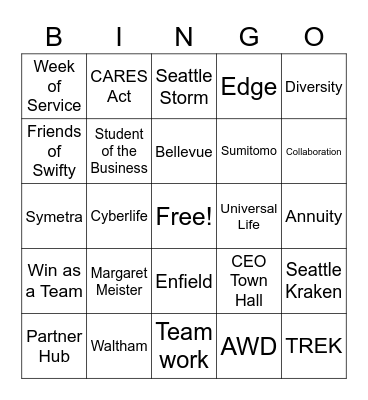 Symetra Customer Service Week Bingo Card