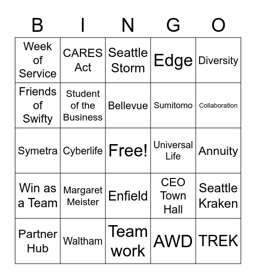 Symetra Customer Service Week Bingo Card