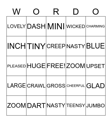 TIER 2 WORDS Bingo Card