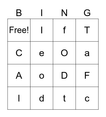 Alphabet 1 Bingo Card