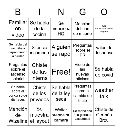 VeramexStatus-01/10/2020 Bingo Card