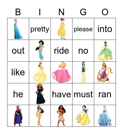 Disney Princess Bingo Card