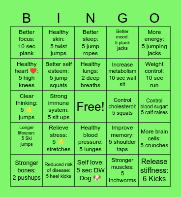 Benefit Bingo Card