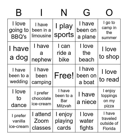 Friendship Bingo 2 Bingo Card