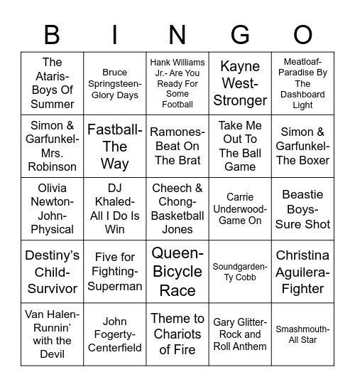 Total-Quiz.com Presents Radio Bingo: Sports & Working Out Bingo Card