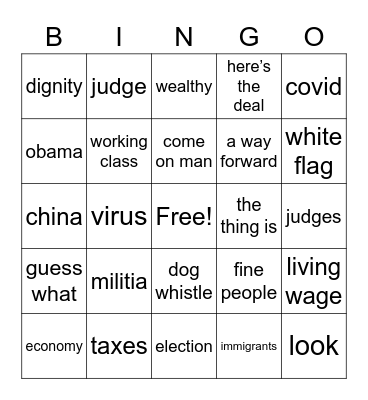 Bullshit Bingo-Biden Bingo Card