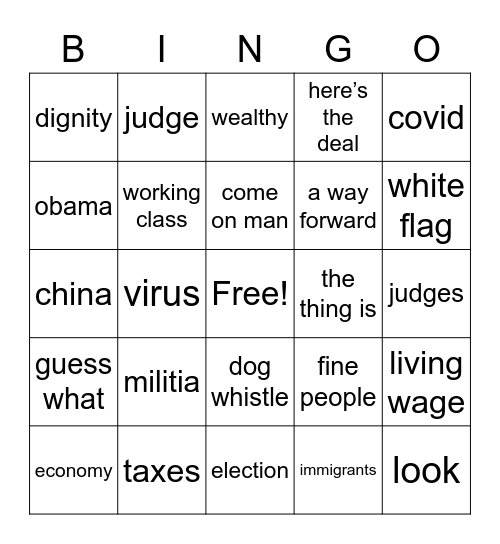 Bullshit Bingo-Biden Bingo Card