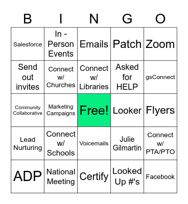 Things I Do Everyday Bingo Card