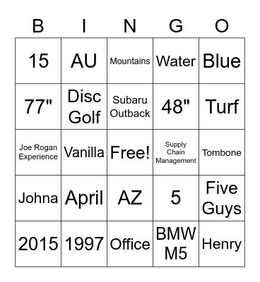 Congratulations Jack! Bingo Card