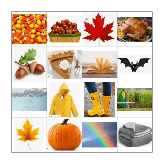 All About Fall Bingo Card