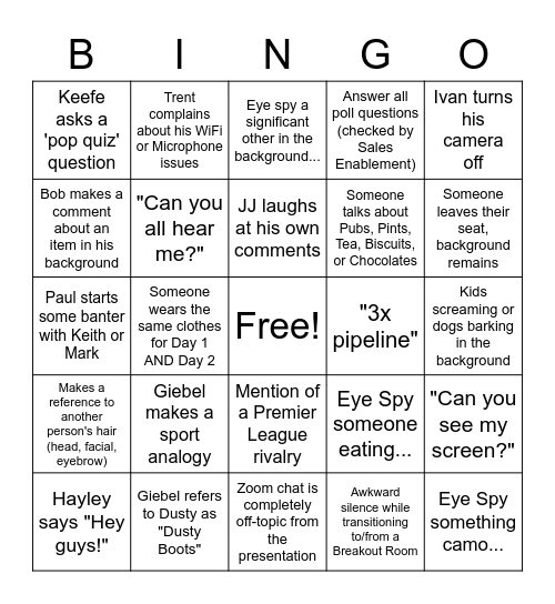 FWI-go Bingo Card