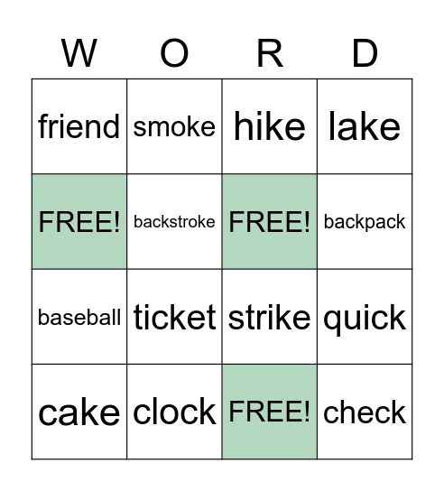 Milano's Spelling Words Bingo Card