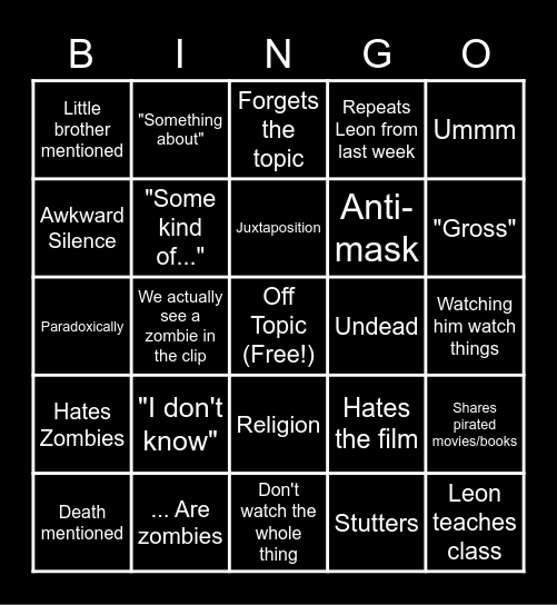 Dombingo 2.0 Bingo Card