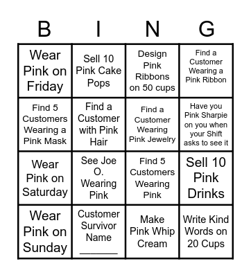 Breast Cancer Awareness Month Bingo Card