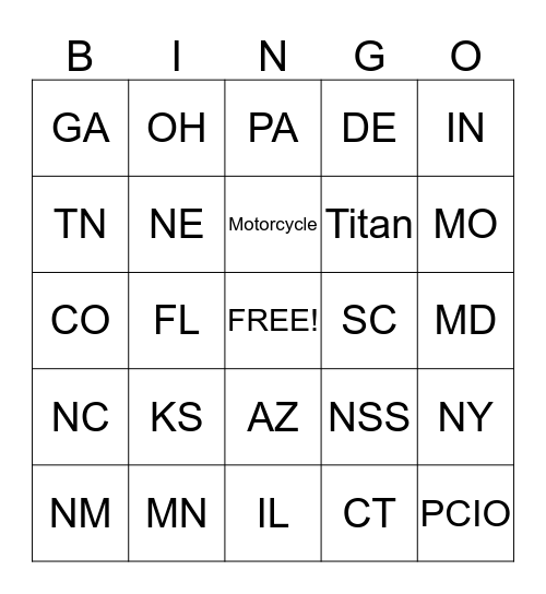 PLSC Policy & State Bingo! Bingo Card