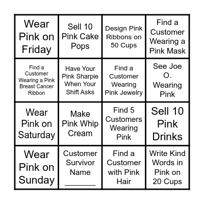 BREAST CANCER AWARENESS MONTH Bingo Card