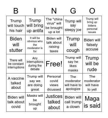 The Debate Bingo Card