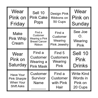 BREAST CANCER AWARENESS MONTH Bingo Card