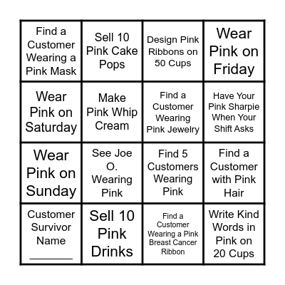 BREAST CANCER AWARENESS MONTH Bingo Card