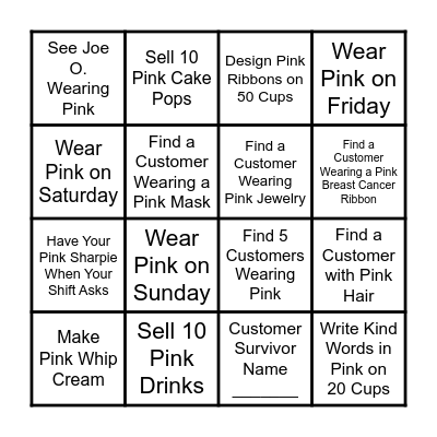 BREAST CANCER AWARENESS MONTH Bingo Card