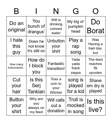 Hopefulcases stream bingo Card